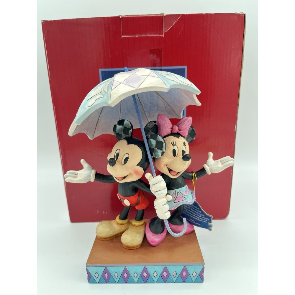 Jim Shore Disney "Rainy Day Romance" Figurine Mickey & Minnie w/tag 4054280